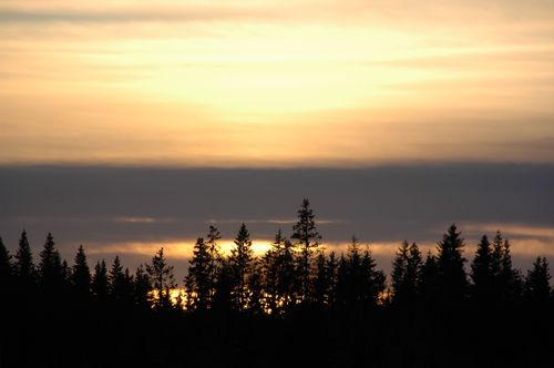 At 1:45, the sun sinks below the hill again