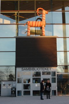 The julbock guards the library